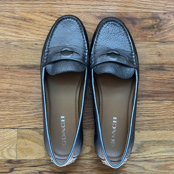 Coach Shoes Coach Metallic Gray Penny Loafers Womens 9b Poshmark